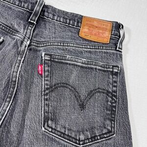 Levi's Premium 501 Skinny Jeans 26x28 Black Stone Wash Denim Comfort Big E Retro